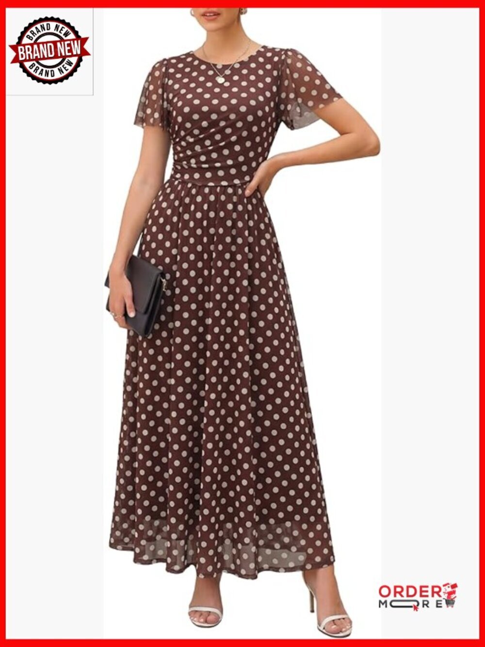 Flutter Sleeve Maxi Dress with Pockets - Flowy A-Line Wedding Guest Dress